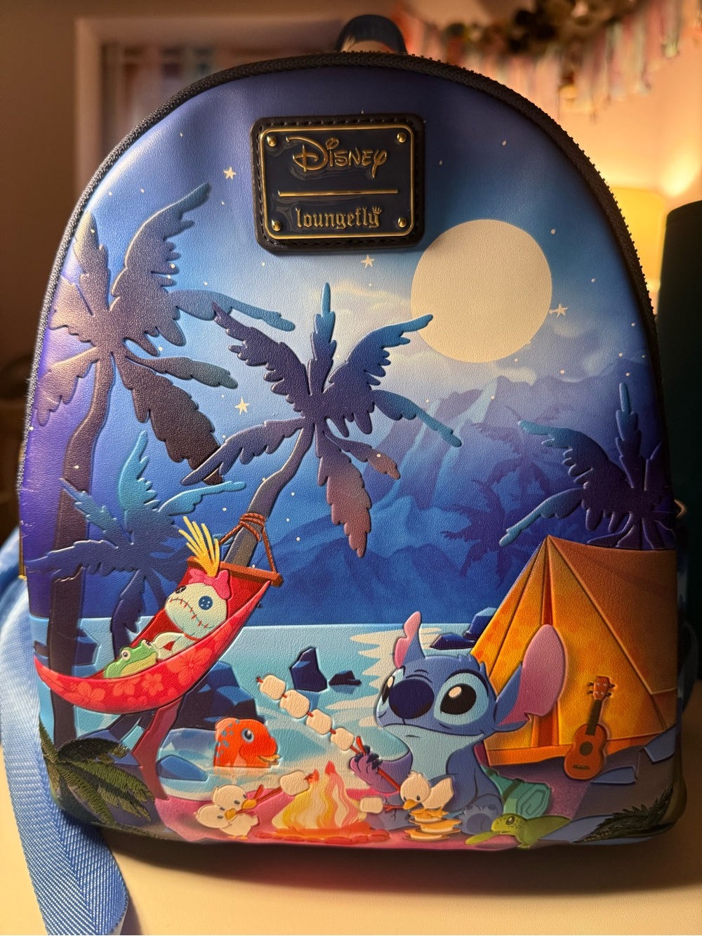 Loungefly Disney Stitch Tropical Night Mini Backpack - Blue, Purple, Orange